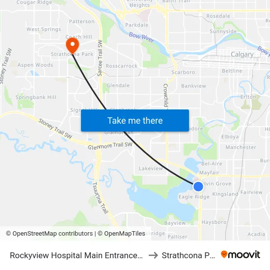 Rockyview Hospital Main Entrance (Sb) to Strathcona Park map