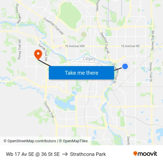 Wb 17 Av SE @ 36 St SE to Strathcona Park map