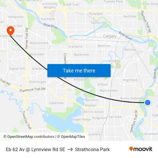 Eb 62 Av @ Lynnview Rd SE to Strathcona Park map