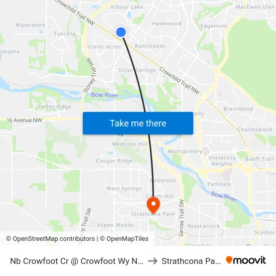 Nb Crowfoot Cr @ Crowfoot Wy NW to Strathcona Park map