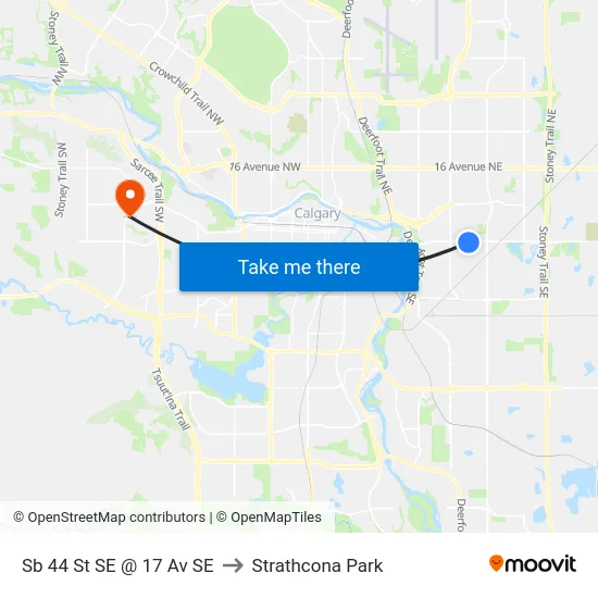 Sb 44 St SE @ 17 Av SE to Strathcona Park map