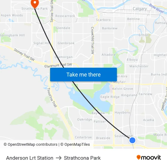 Anderson Lrt Station to Strathcona Park map