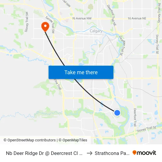 Nb Deer Ridge Dr @ Deercrest Cl SE to Strathcona Park map