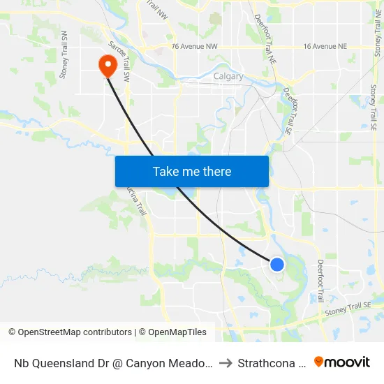 Nb Queensland Dr @ Canyon Meadows Dr SE to Strathcona Park map