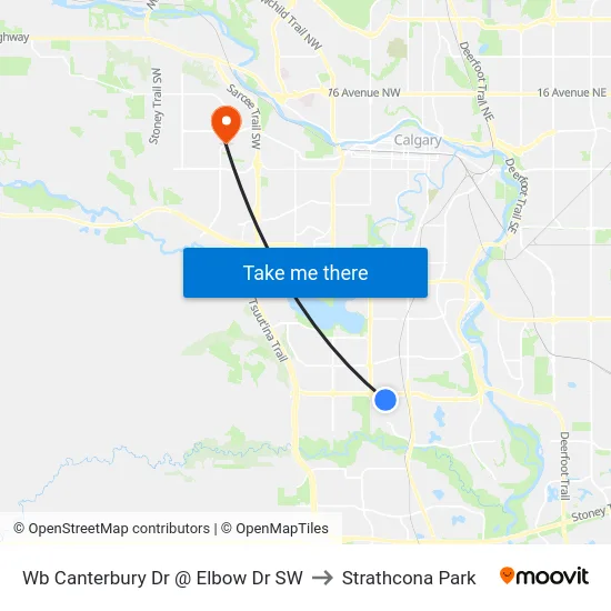 Wb Canterbury Dr @ Elbow Dr SW to Strathcona Park map