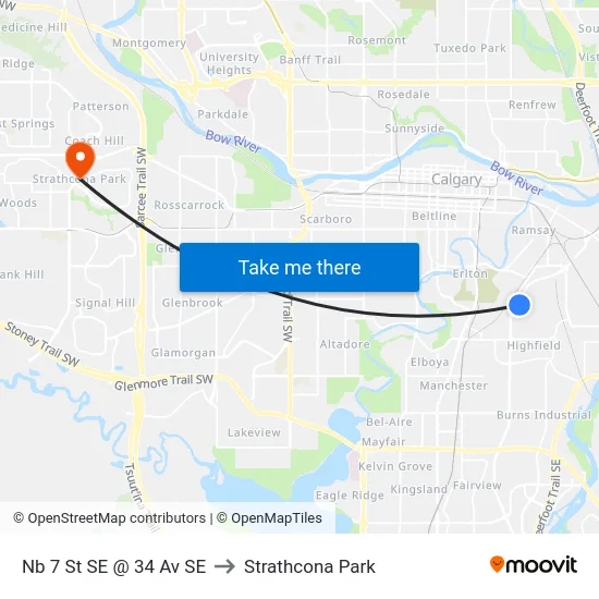 Nb 7 St SE @ 34 Av SE to Strathcona Park map