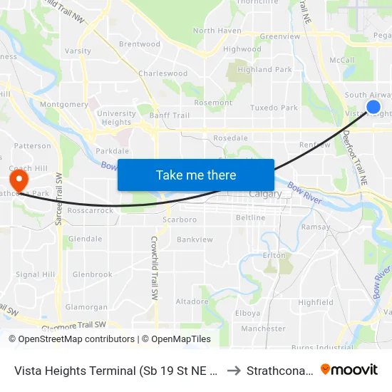 Vista Heights Terminal (Sb 19 St NE @ 24 Av Ne) to Strathcona Park map
