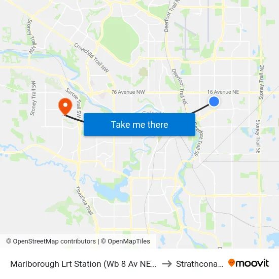 Marlborough Lrt Station (Wb 8 Av NE @ 36 St Ne) to Strathcona Park map