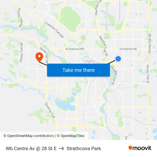 Wb Centre Av @ 28 St E to Strathcona Park map