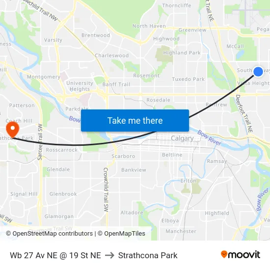 Wb 27 Av NE @ 19 St NE to Strathcona Park map