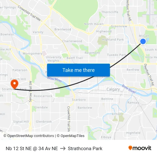 Nb 12 St NE @ 34 Av NE to Strathcona Park map