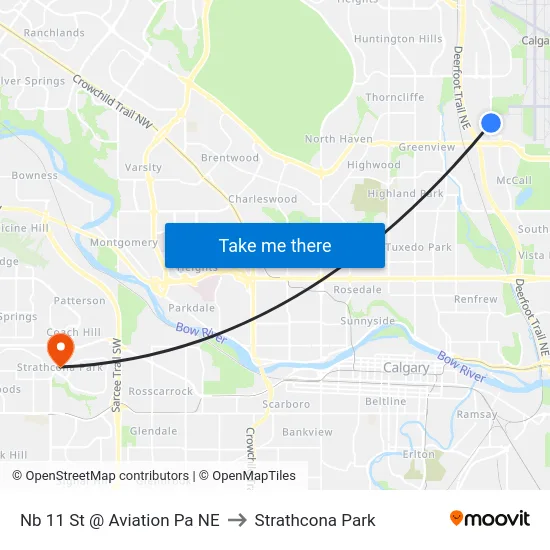Nb 11 St @ Aviation Pa NE to Strathcona Park map