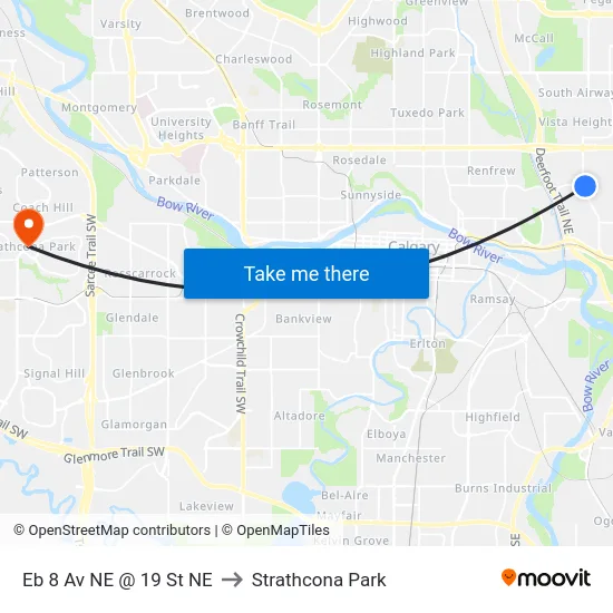 Eb 8 Av NE @ 19 St NE to Strathcona Park map