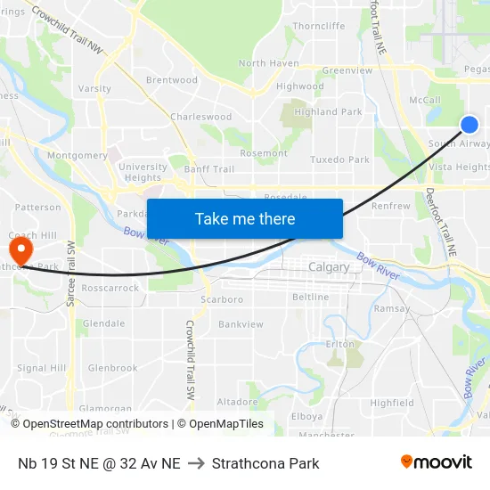 Nb 19 St NE @ 32 Av NE to Strathcona Park map