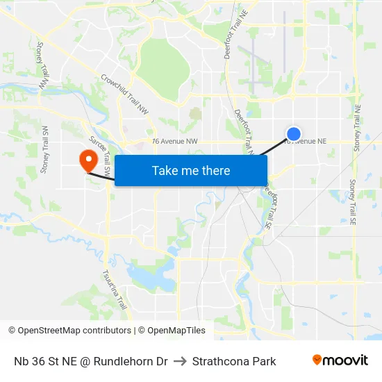 Nb 36 St NE @ Rundlehorn Dr to Strathcona Park map
