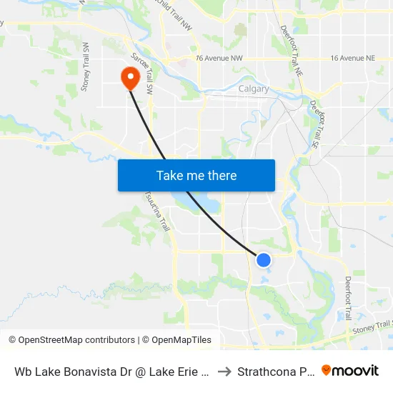 Wb Lake Bonavista Dr @ Lake Erie Rd SE to Strathcona Park map