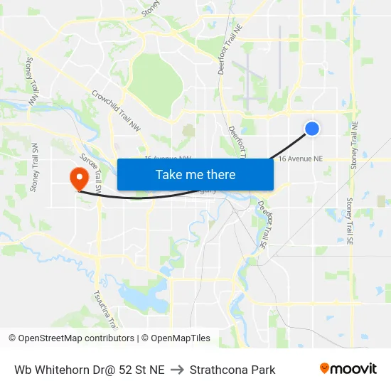 Wb Whitehorn Dr@ 52 St NE to Strathcona Park map