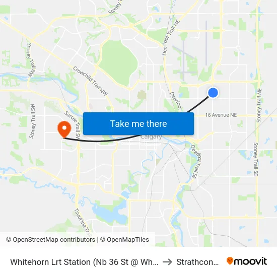 Whitehorn Lrt Station (Nb 36 St @ Whitehorn Dr Ne) to Strathcona Park map