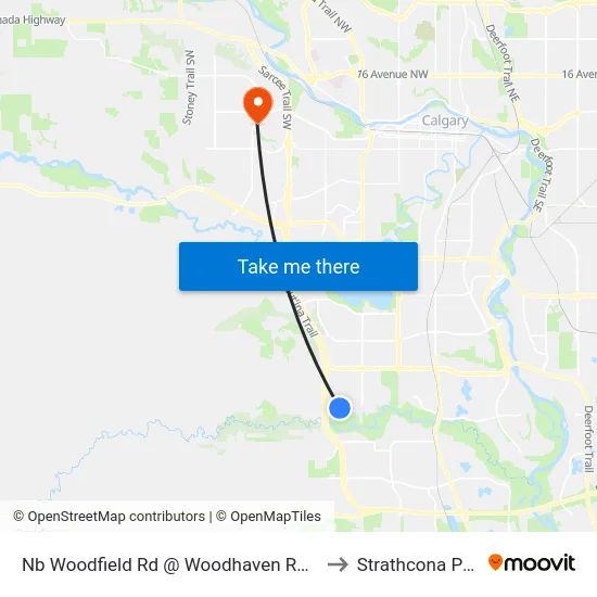 Nb Woodfield Rd @ Woodhaven Rd SW to Strathcona Park map