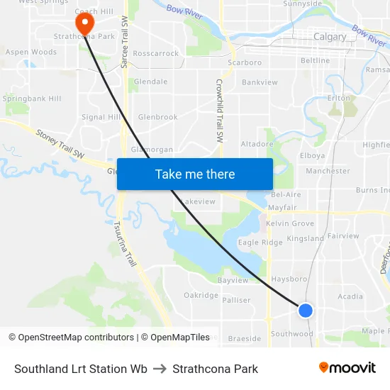 Southland Lrt Station Wb to Strathcona Park map