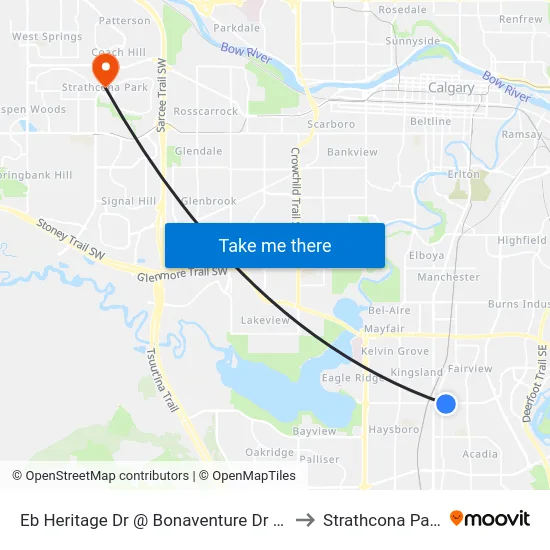 Eb Heritage Dr @ Bonaventure Dr SE to Strathcona Park map