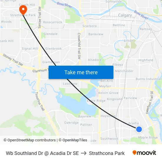 Wb Southland Dr @ Acadia Dr SE to Strathcona Park map