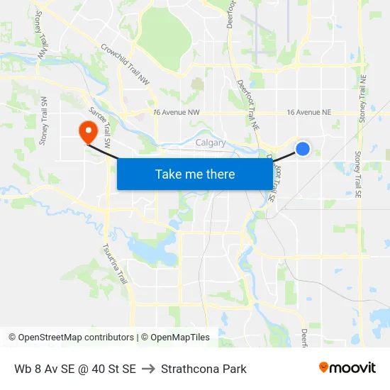 Wb 8 Av SE @ 40 St SE to Strathcona Park map