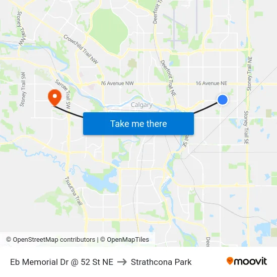 Eb Memorial Dr @ 52 St NE to Strathcona Park map