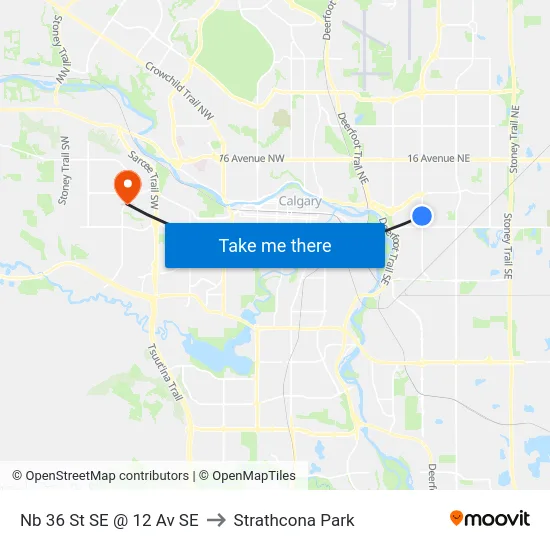 Nb 36 St SE @ 12 Av SE to Strathcona Park map
