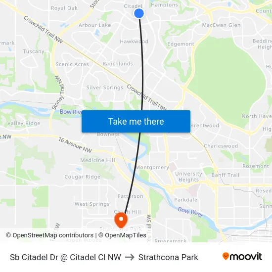 Sb Citadel Dr @ Citadel Cl NW to Strathcona Park map