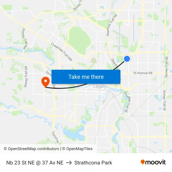 Nb 23 St NE @ 37 Av NE to Strathcona Park map