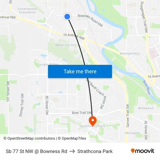 Sb 77 St NW @ Bowness Rd to Strathcona Park map