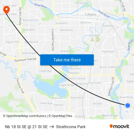 Nb 18 St SE @ 21 St SE to Strathcona Park map