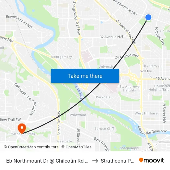Eb Northmount Dr @ Chilcotin Rd NW to Strathcona Park map