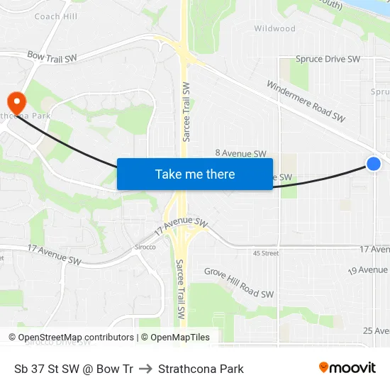 Sb 37 St SW @ Bow Tr to Strathcona Park map