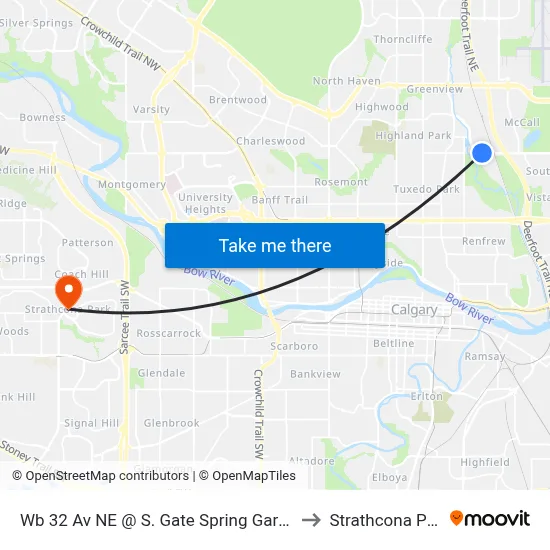 Wb 32 Av NE @ S. Gate Spring Gardens to Strathcona Park map