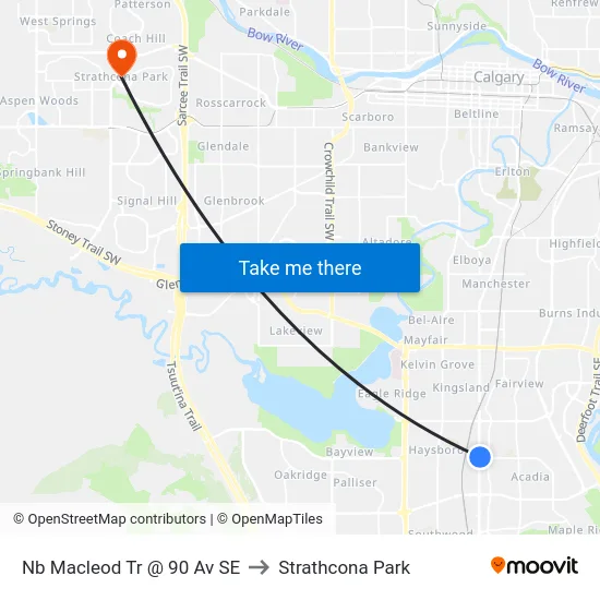 Nb Macleod Tr @ 90 Av SE to Strathcona Park map