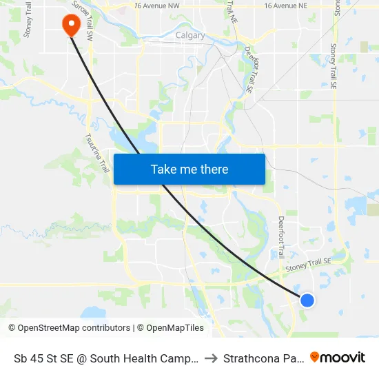 Sb 45 St SE @ South Health Campus to Strathcona Park map
