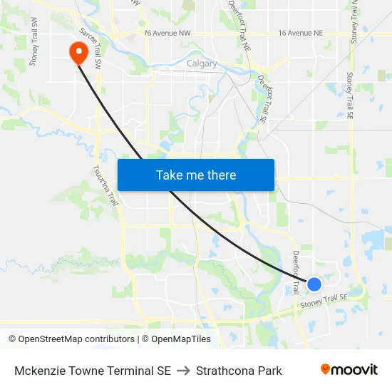 Mckenzie Towne Terminal SE to Strathcona Park map