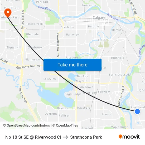 Nb 18 St SE @ Riverwood Ci to Strathcona Park map