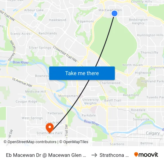 Eb Macewan Dr @ Macewan Glen Wy NW to Strathcona Park map