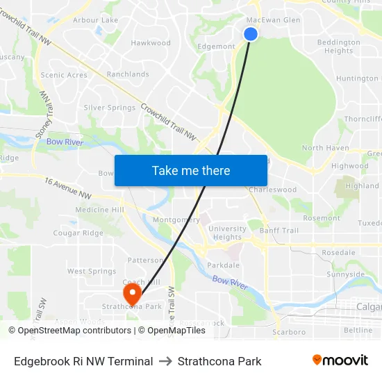 Edgebrook Ri NW Terminal to Strathcona Park map