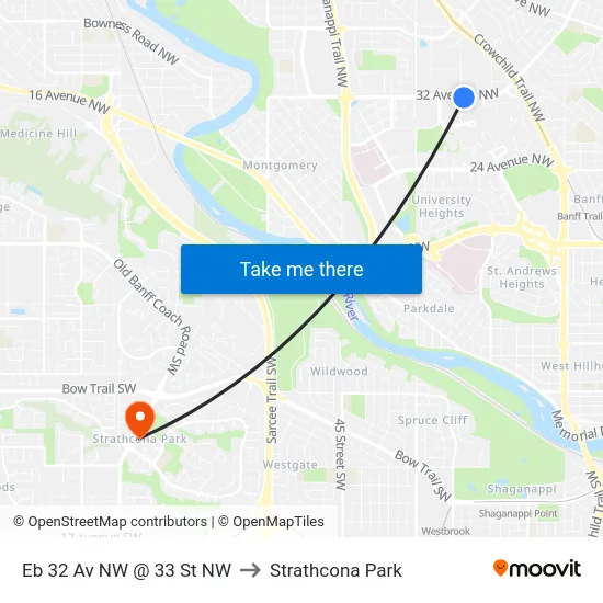 Eb 32 Av NW @ 33 St NW to Strathcona Park map