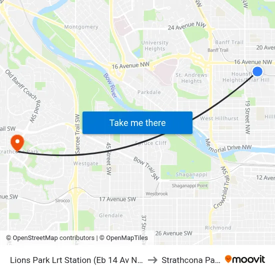 Lions Park Lrt Station (Eb 14 Av Nw) to Strathcona Park map