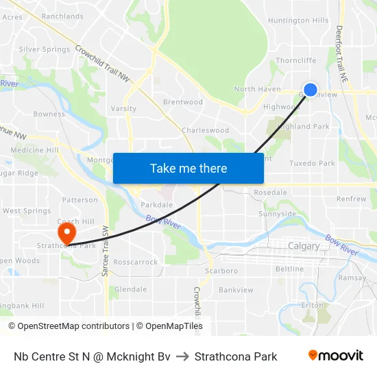 Nb Centre St N @ Mcknight Bv to Strathcona Park map