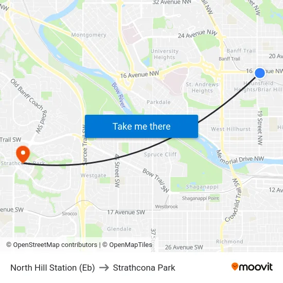 North Hill Station (Eb) to Strathcona Park map