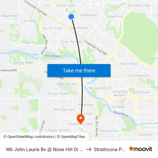 Wb John Laurie Bv @ Nose Hill Dr NW to Strathcona Park map
