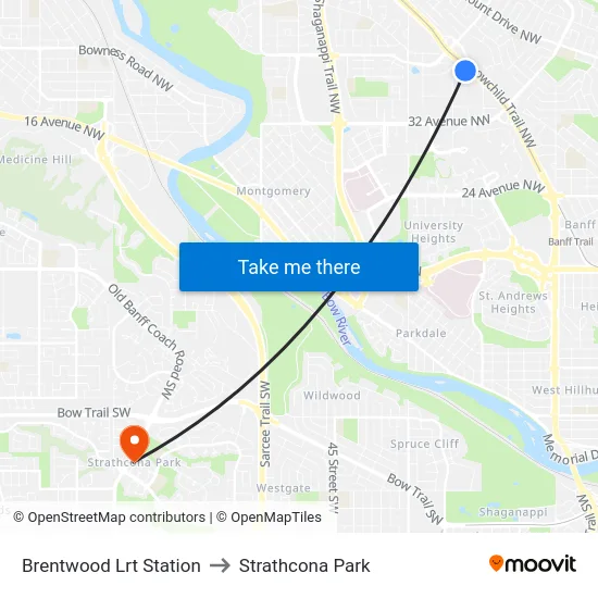 Brentwood Lrt Station to Strathcona Park map
