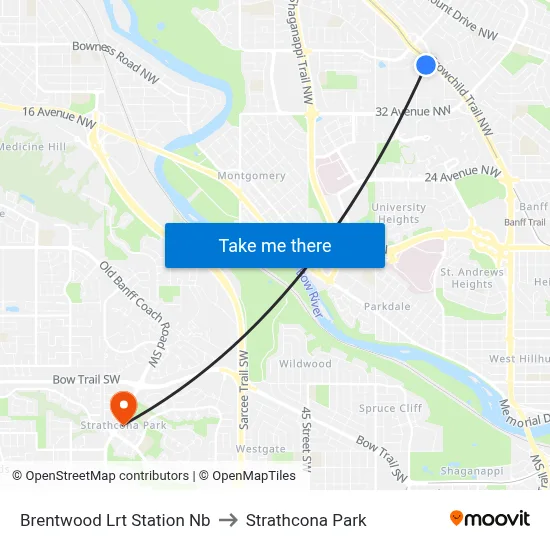 Brentwood Lrt Station Nb to Strathcona Park map