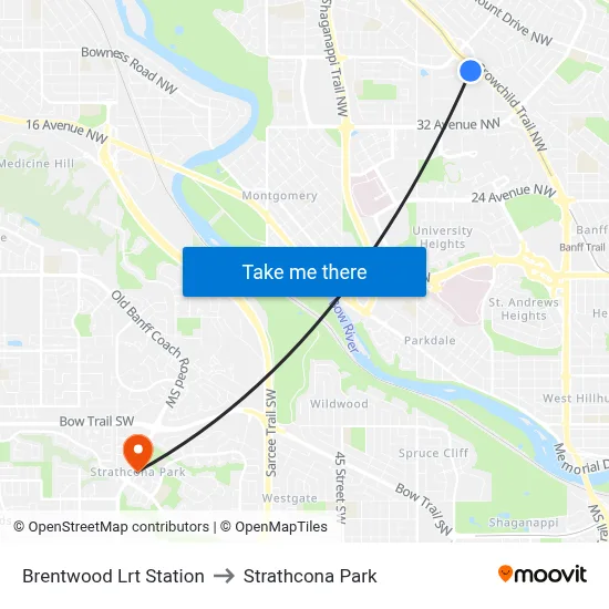 Brentwood Lrt Station to Strathcona Park map